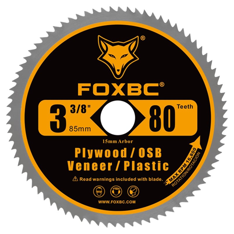 FOXBC 3-3/8 Inch Compact Circular Saw Blade Set, 15mm Arbor, Multi-Material Cut for Wood, Plastic, Metal, Tile Cutting - 6 Pack - Image 3
